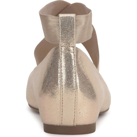 Jessica Simpson Women's Champagne Cotton Ankle Cross Elastic Ballet Flats - Picture 3 of 7